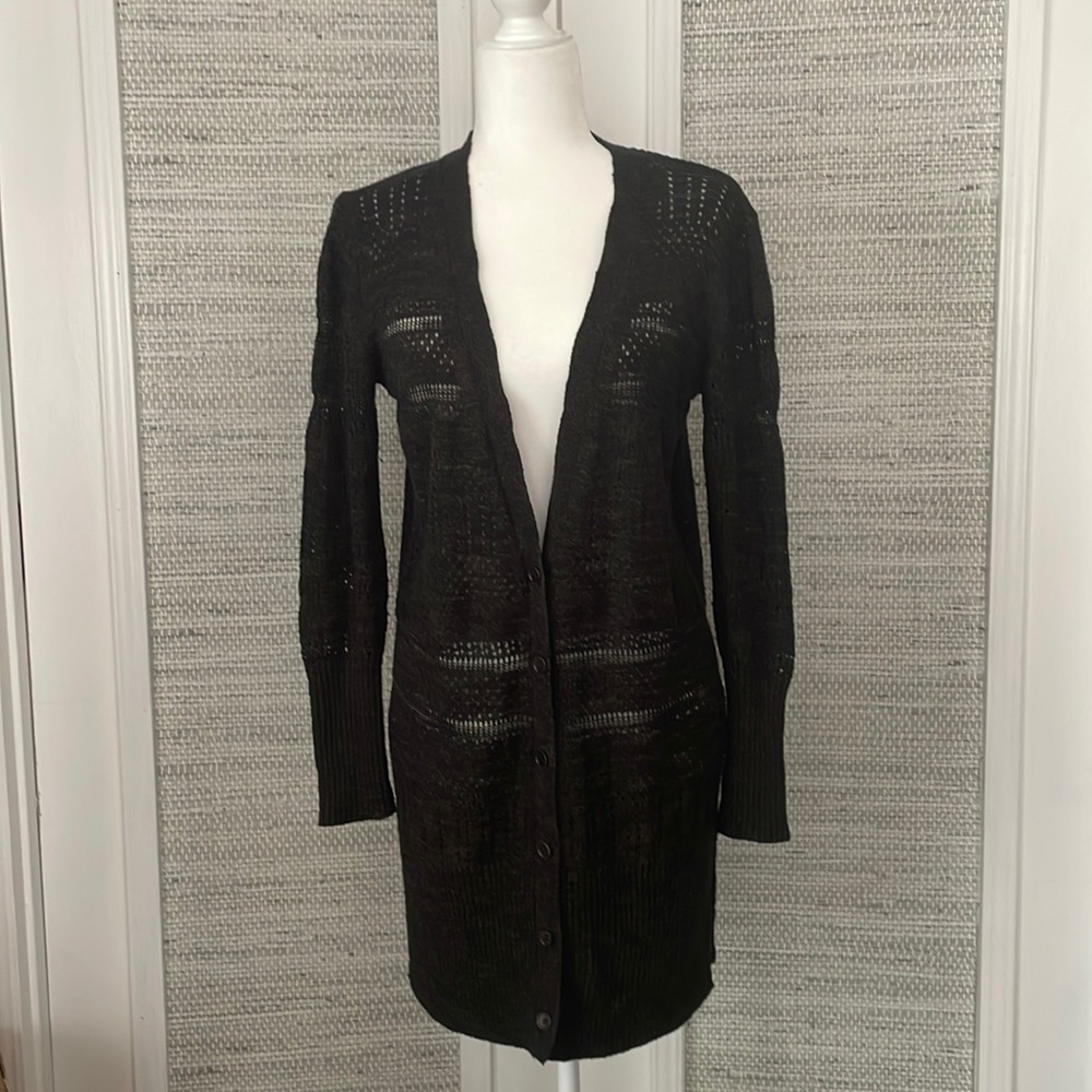 Banana Republic long cardigan. Black w/hints of gold thread.